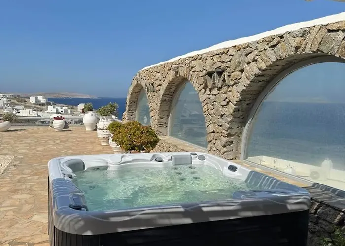 فيلة On The Rocks W Hot Tub At Cavo Delos Agios Ioannis Diakoftis